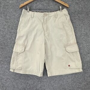 Quiksilver Cargo Shorts Mens 30 Off White 100% Cotton Pockets Hiking Outdoor
